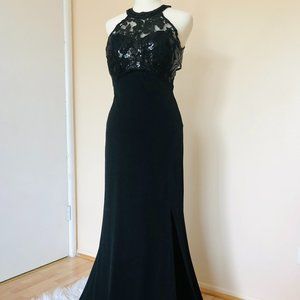 Sequin Hearts - Black Sequin Halter Gown